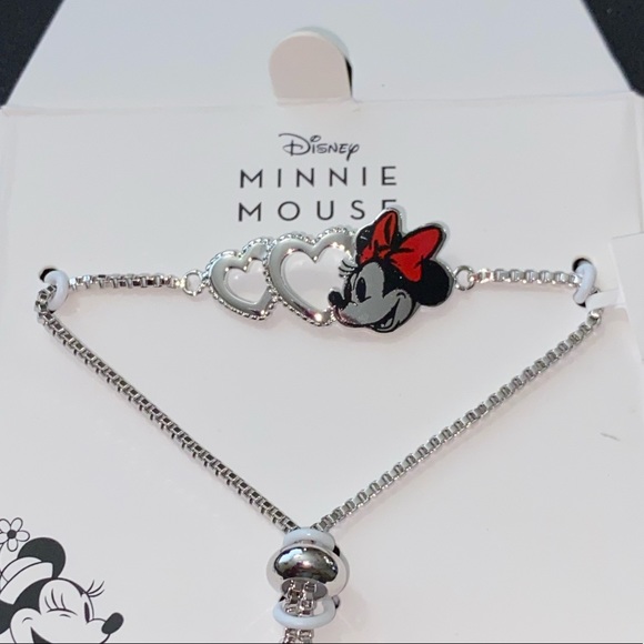 DISNEY Minnie Adjustable Silver Heart Bracelet - Picture 5 of 8